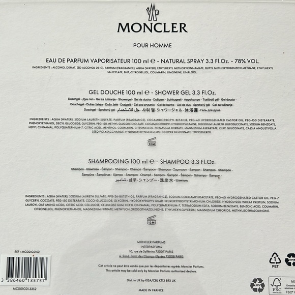 MONCLER Pour Homme 3-Piece Gift Set ForMen (Made in France) New in Box - Picture 8 of 10